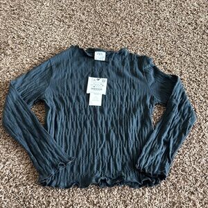 Zara Blue Ruched Long Sleeve Blouse